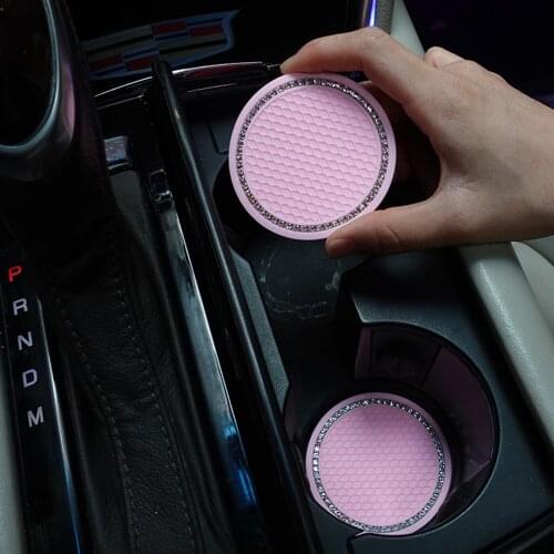 4pcs Car Coaster Water Cup Bottle Holder Diamond Anti-slip Pad Mat Silica Gel For Interior Decoration Car Accessories