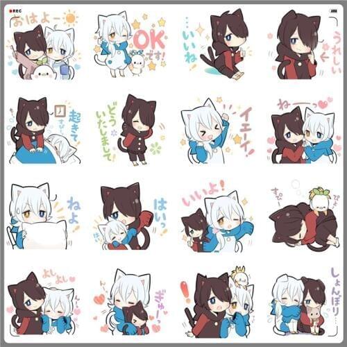 40 anime cute Rabbit ear boy anime funny scrapbook stickers for kids, DIY laptop suitcase skateboard motorcycle bike toy boy