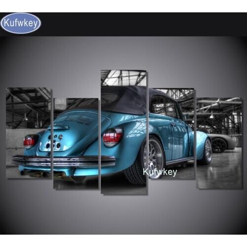 Kufwkey 5pcs DIY 5D Diamond Painting car Cross Stitch Full Diamond Embroidery 5D Diamond Mosaic pattern,Home Decor Retro car,art