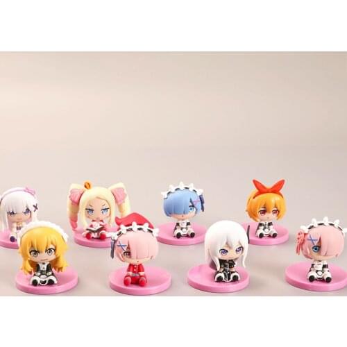 8pcs/set Kawaii Re:Life In A Different World From Zero Japan Anime Figure PVC Toys Cute Rem Dolls Room Decor Ornaments Boy Gifts