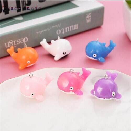 8pcs Cartoon Dolphin Jewelry Charms Keychain Plastic Earring Pendant Gift Resin Craft Keychain Necklace Charm Making Cabochon