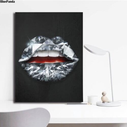 Diamond Lips Canvas Abstract Prints Nordic Style Picture Modular Paintings For Living Room Poster On The Wall Home Decor