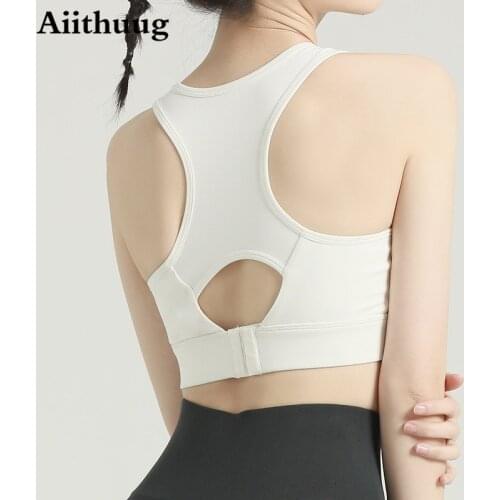 Aiithuug Women Sports Bra High Impact Full Support Bounce Control Wide Straps Hooks Wireless Workout Fitness Yoga Tops Running