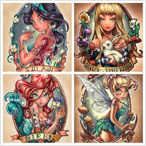 Disney Diamond Painting 5D DIY Cartoon Princess Painted Series 1 Cartoon Sticker Diamond Embroidery Handmade Decoration