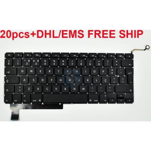 Free DHL/EMS 20pcs Portugul Portuguese Keyboard For Macbook 15.4" A1286 PT Brazilian Keyboard MC371 MC721 MD103 Year 09-12