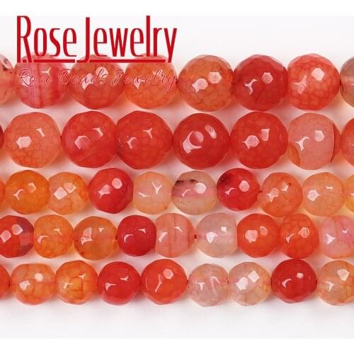 Natural Stone Faceted Red Dragon Vein Agates Loose Beads for Jewelry Making Charm Accessories DIY Bracelet Necklace 15" 6/8/10mm