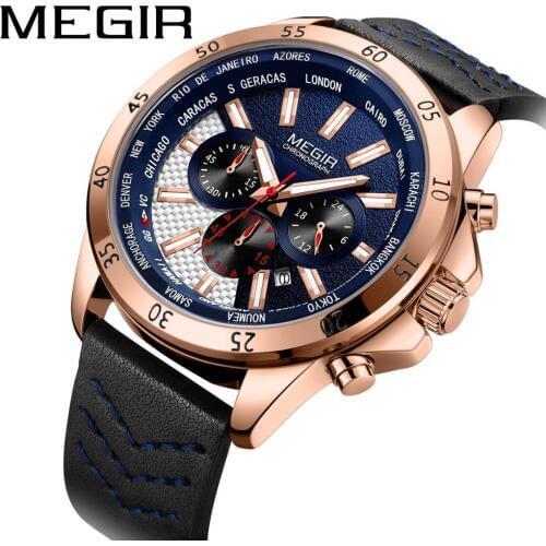 MEGIR Chronograph Watch Men Fashion Sport Quartz Mens Watches Top Brand Luxury Military Wristwatch Male Clock Relogio Masculino