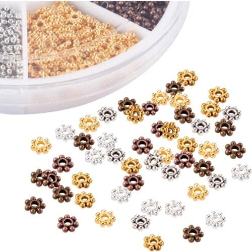 1 Box 4.5x1mm Flower Mixed Color Spacers Metal Beads for Jewelry Making DIY Findings Cadmium Free & Lead Free