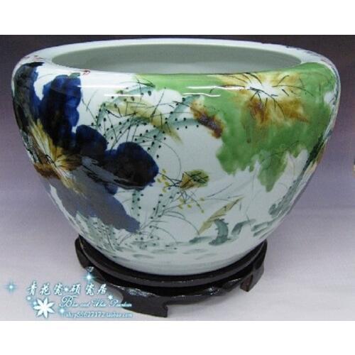 Jingdezhen ceramic fish tank hand painted Apple urn ceramic cylinder