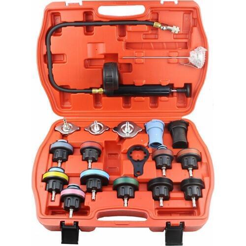 18pcs Water Tank Leak Detector Car Cooling System Tester Kit Radiator Pessure Tester Universal Auto Tools Car Diagnostic Tools