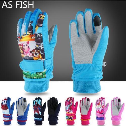 Children Winter Warm Skiing Gloves Boys Girls Sports Waterproof Windproof Snow Gloves Bicycle Riding Snowboard Ski Gloves Kids