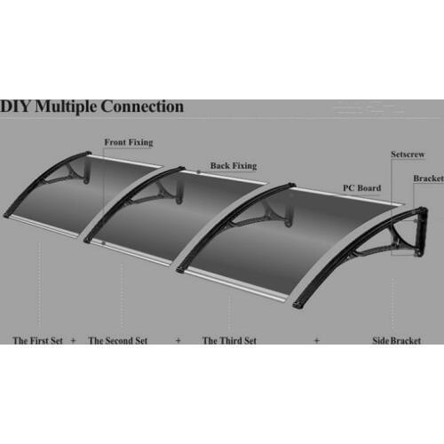DS100300-P,100x300cm.Depth 100cm, Width 300cm. Polycarbonate Solid Sheet With Engineering Plastic Bracket Awnings, Door Canopy
