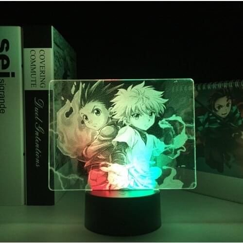 Two-Color Series Two Boys Casting Spells 3D Lamp Visual Illusion Acrylic Light Guide Plate for Couple Festival Birthday Gifts