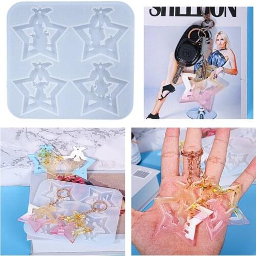 Epoxy Mold Resin Christmas Deer Star Keychain Silicone Mold Jewelry Pendant Creative Handmade Home Decoration