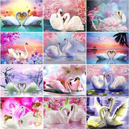 Evershine Diamond Painting Swan Cross Stitch Kit Full Square Round Diamond Embroidery Animal Rhinestone Pictures Home Decor Gift