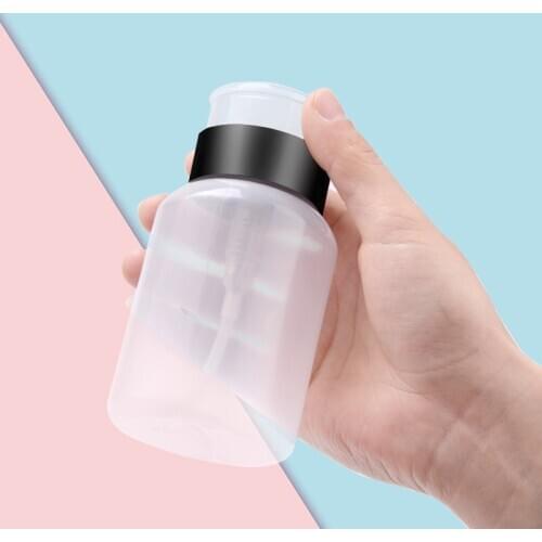1Pc 200ml 2 Color Nail Polish Remover Alcohol Liquid Press Pumping Bottle Nail Art UV Gel Cleaner Empty Plastic Container Tool