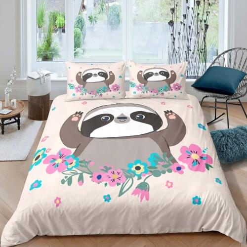 Home Living Luxury 3D Sloth Bedding Set Duvet Cover Set Pillowcase Kids Bedding Set Queen and King EU/US/AU/UK Size