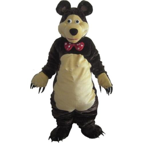 Bear Mascot Costume Dark Brown Bear Classical Cartoon Character Outfit Suit for Halloween party event
