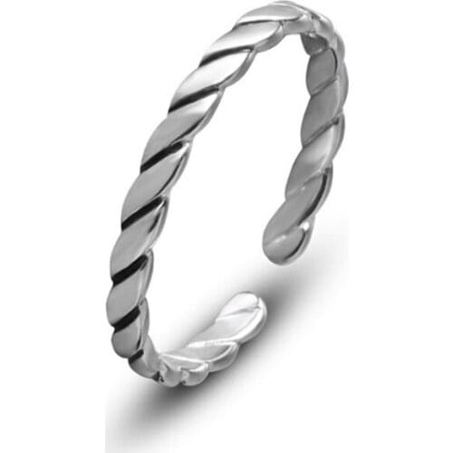 Fashion 925 Sterling Silver Vintage Woven Winding Thin Rings for Women Opening Thai Silver Finger Ring Fine Jewelry Accessories