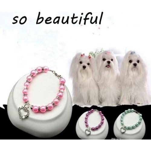 Fashion Pet Bling Rhinestone Cat Dog Collar Pearl Necklace Alloy Diamond Puppy Pet Collars Leashes For Dogs Dog Accessories
