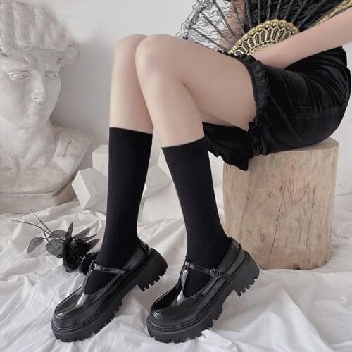 New Girls 50D Silk Knee-High Stocking With Stripes Japanese JK Style White Color Fashion Legwear Kawaii Cosplay Sexy Nylon Socks