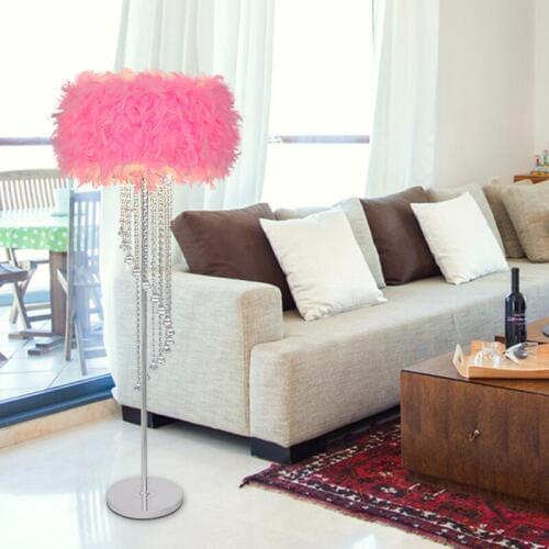 The new modern minimalist wedding birthday livable bedroom living room luxury hotel crystal feather tassel floor lamp