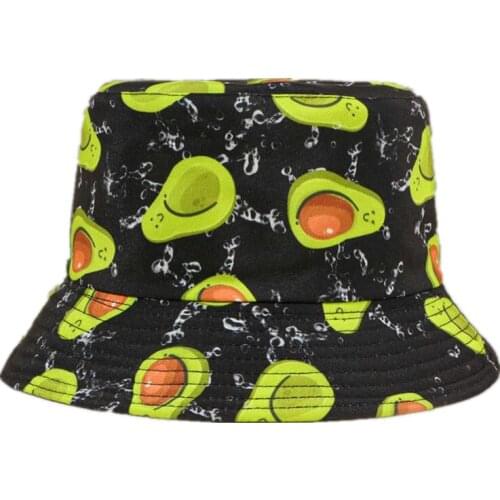 LDSLYJR 2021 fashion joker fruit print Bucket Hat Fisherman Hat outdoor travel hat Sun Cap Hats for Men and Women 86