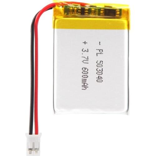 YDL 3.7V 600mAh 503040 Rechargeable Lipo Battery with JST Connector