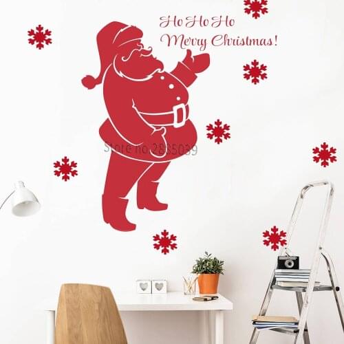 Santa Claus Merry Christmas Sign Decals Vinyl For Window Wall Door Christmas Decor Wall Stickers DIY Snowflake Christmas LC913