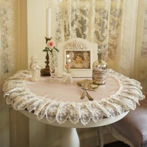 European Modern Lace Satin Tablecloth Embroidery Dining Retro Frensh Style Table Cover Cloth Placemat Christmas Party Wedding