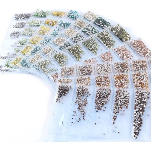 Mix Sizes Crystal AB Glass Nail Art Rhinestone Glitter Crystals Strass Nail Art Rhinestone for Nail Art Decorations