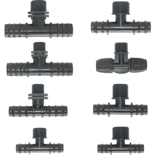 1/2 3/4 male to 3/8 1/2 3/4 1" Hose Barbed Tee Connectors 2-way Splitter 8/11 16mm 20mm 25mm Garden Hose Splitter 40pcs