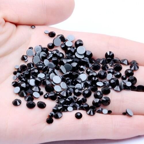 Jet Hotfix Crystal Rhinestones For Nails Art ss6-ss30 And Mixed Sizes Glue Backing Iron On Glass Diamonds DIY Garments Supplies