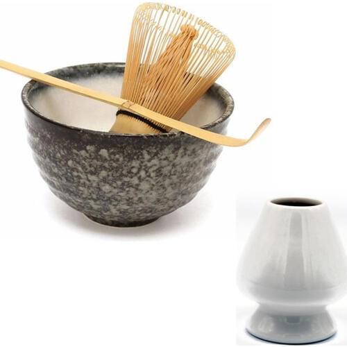 Handmade Traditional Matcha Giftset Natural Bamboo Matcha Whisk Scoop Ceremic Matcha bowl white chasen reshaper Japanese tea Set