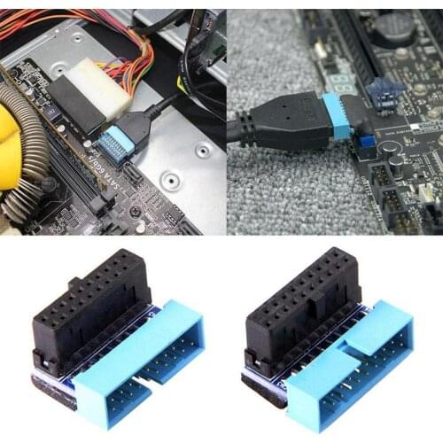 USB 3.0 19Pin/20Pin Male to Female Extension Adapter Up or Down Angled 90 Degree for Motherboard Mainboard