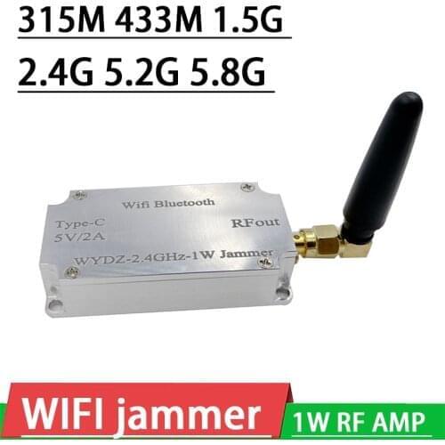 315M 433M 1.5G 2.4G 5.2G 5.8G WIFI signal Sweep Frequency Jammer RF amplifier + antenna FOR anti-remote Bluetooth GPS router