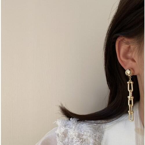 Vintage Metal Bamboo Chain Earrings for Women Tassel Long Pendant Ball stud Earring Female brincos Goth Jewelry 2020