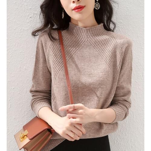 2020 autumn and winter cashmere sweater women fashion turtleneck sweater loose 100% wool sweater regular style new pullover