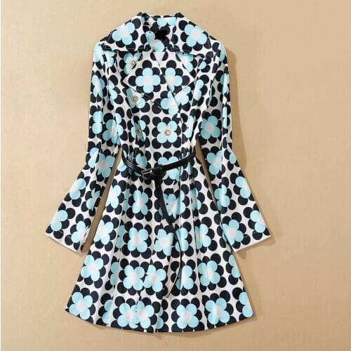 2021 HIGH QUALITY Stylish Designer Blazer Womens Notched collar Long sleeve Sashes Beading Floral Print Blazer coat