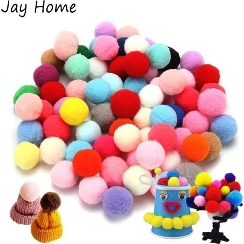 100Pcs Soft Fluffy Pompoms Mixed Color Pom Poms Ball 10/15/25mm Wedding Christmas Party Decoration DIY Crafts Sewing Supplies