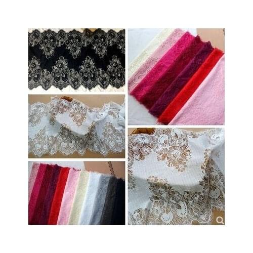 12 Color Export Cotton Texture Eyelash Lace Fabric DIY High-grade Clothing Skirt Accessories Width 40CM