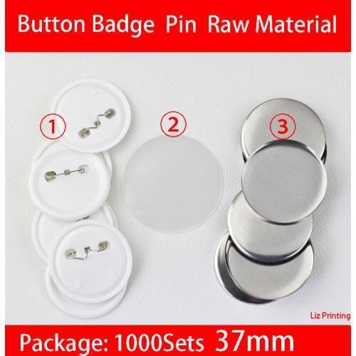 37mm Button Badge Pin Raw Material Pin button badge supplies parts 1000Sets/Carton