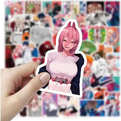 2 Styles 50PCS Chainsaw Man Stickers Power Hayakawa Aki Reze Higashiyama Kobeni Stikers Anime Waterproof PVC Stickers Kids Toys