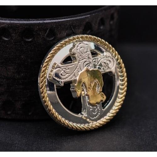 6X 35mm Cowboy Western Cowboy Prayer Cross Horse Leather Craft Belt Biker Conchos