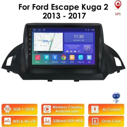 8 Core 3G 32GB Android Auto Car Player for Ford Kuga 2 2013- 2017 Multimedia Radio Carplay 4GLTE WIFI Stereo DSP Voice Assistant