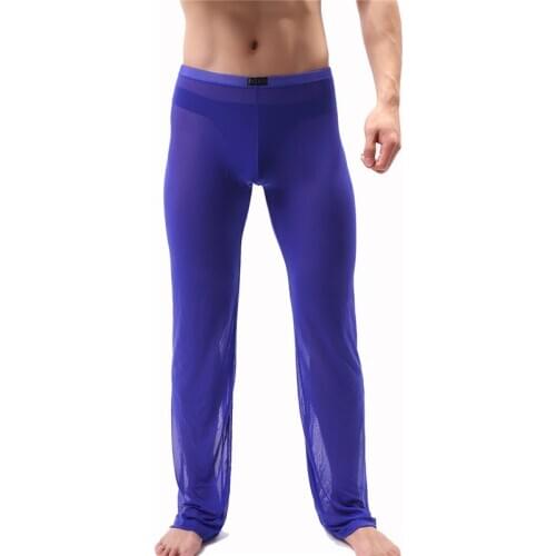 Men Sexy Mesh Pants Mens Long Pants Breathable Men Sleep Bottoms Gashion Sexy Gay Wear See Through Pants Casual Homewear