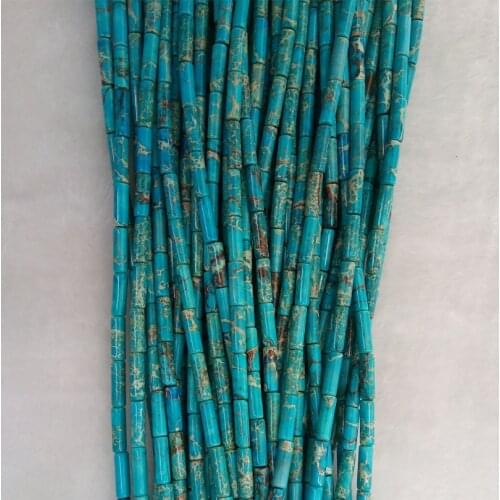 4*13mm Round Tube Shape Sea Sediment Turquoises Imperial Jaspers Loose Spacer Charm Beads for Jewelry Accessories DIY Material