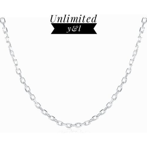 2mm Rolo Chains Necklaces Women Men Classic 925 Sterling Silver Link Chain Fit Pendant Charm Jewelry Accessories Wholesale Gifts