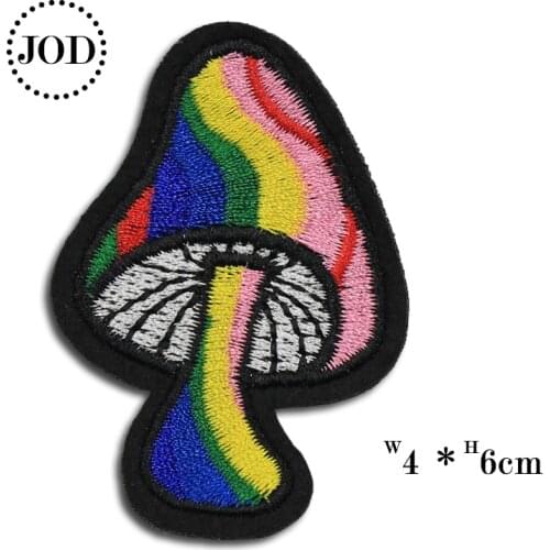 Colored mushrooms Embroidered Patches Iron on For Clothing Cartoon Decorative Clothes Patch Applique Stickers Sewing Accessories