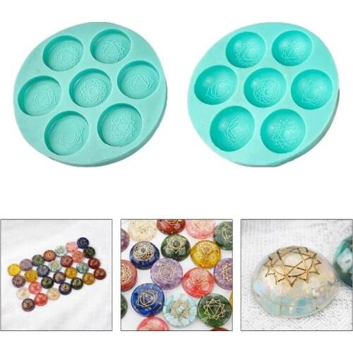Epoxy Resin Mold Seven Chakras Hemisphere Round Silicone Mould DIY Crafts Jewelry Making Tools X4YA